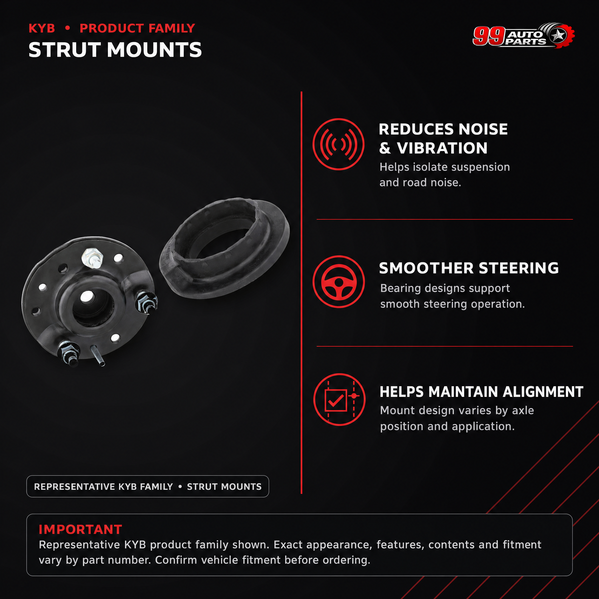 KYB SM5240 Rear Right Strut Mount
