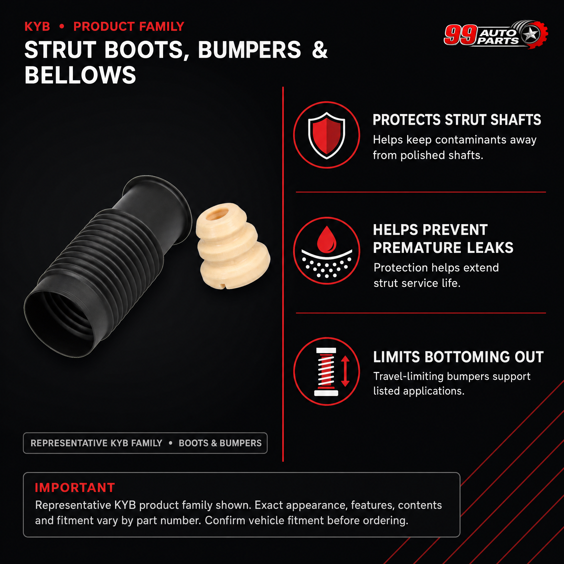 KYB SB176 Rear Shock/Strut Bellow Kit - Fits 2017–2022 Honda CR-V