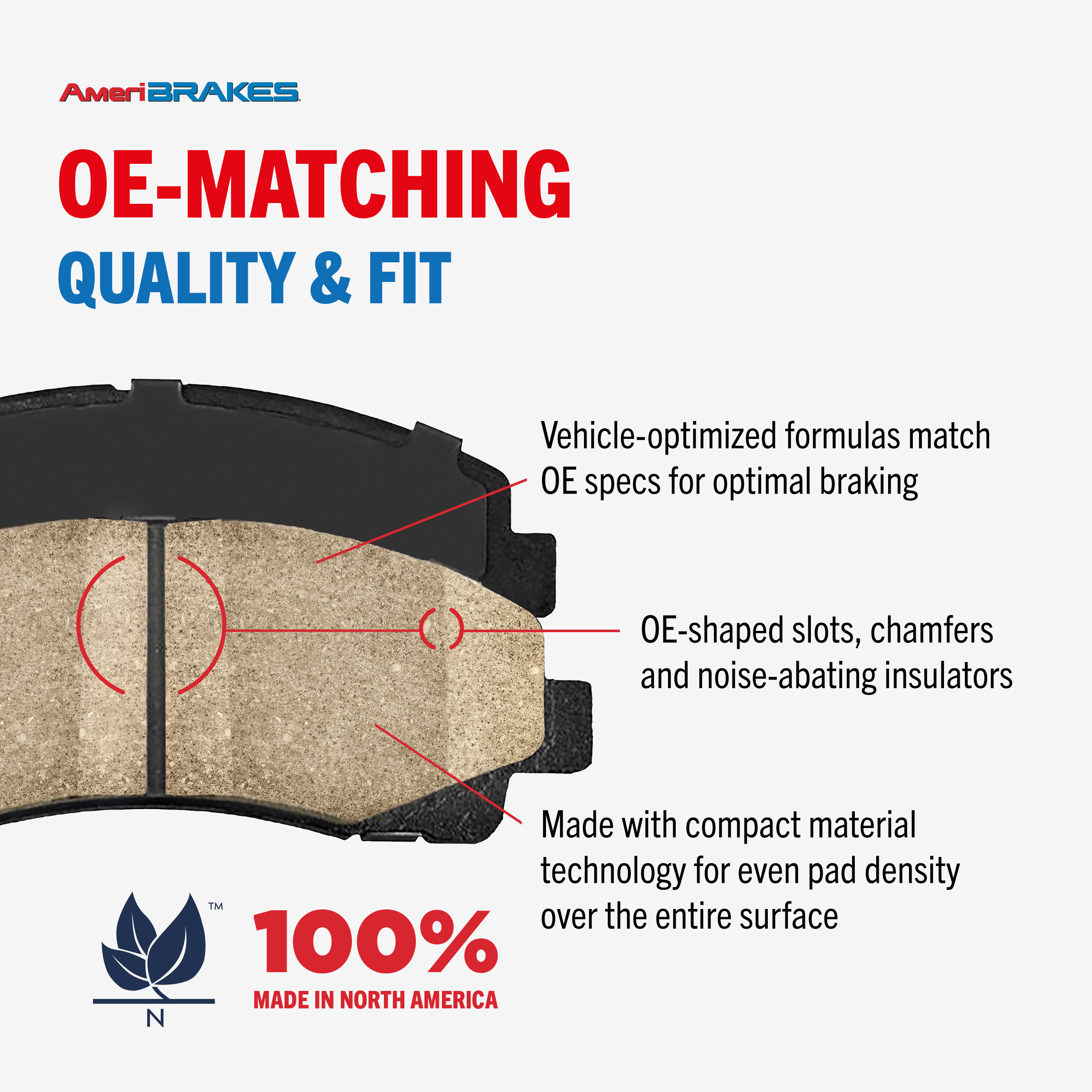 AmeriBRAKES - NWF-PRM641 - Semi-Metallic Brake Pads