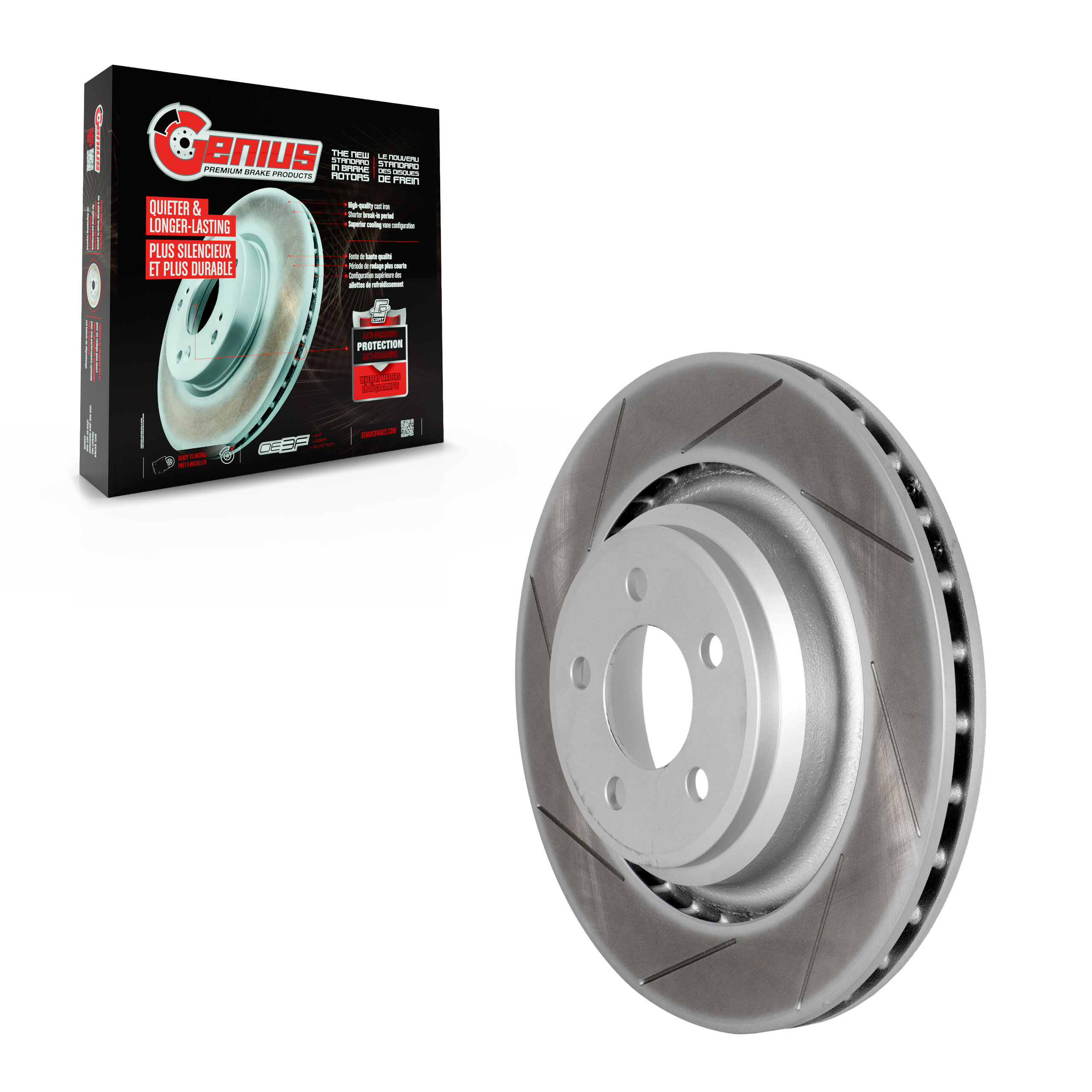 Coated Slotted Disc Brake Rotor