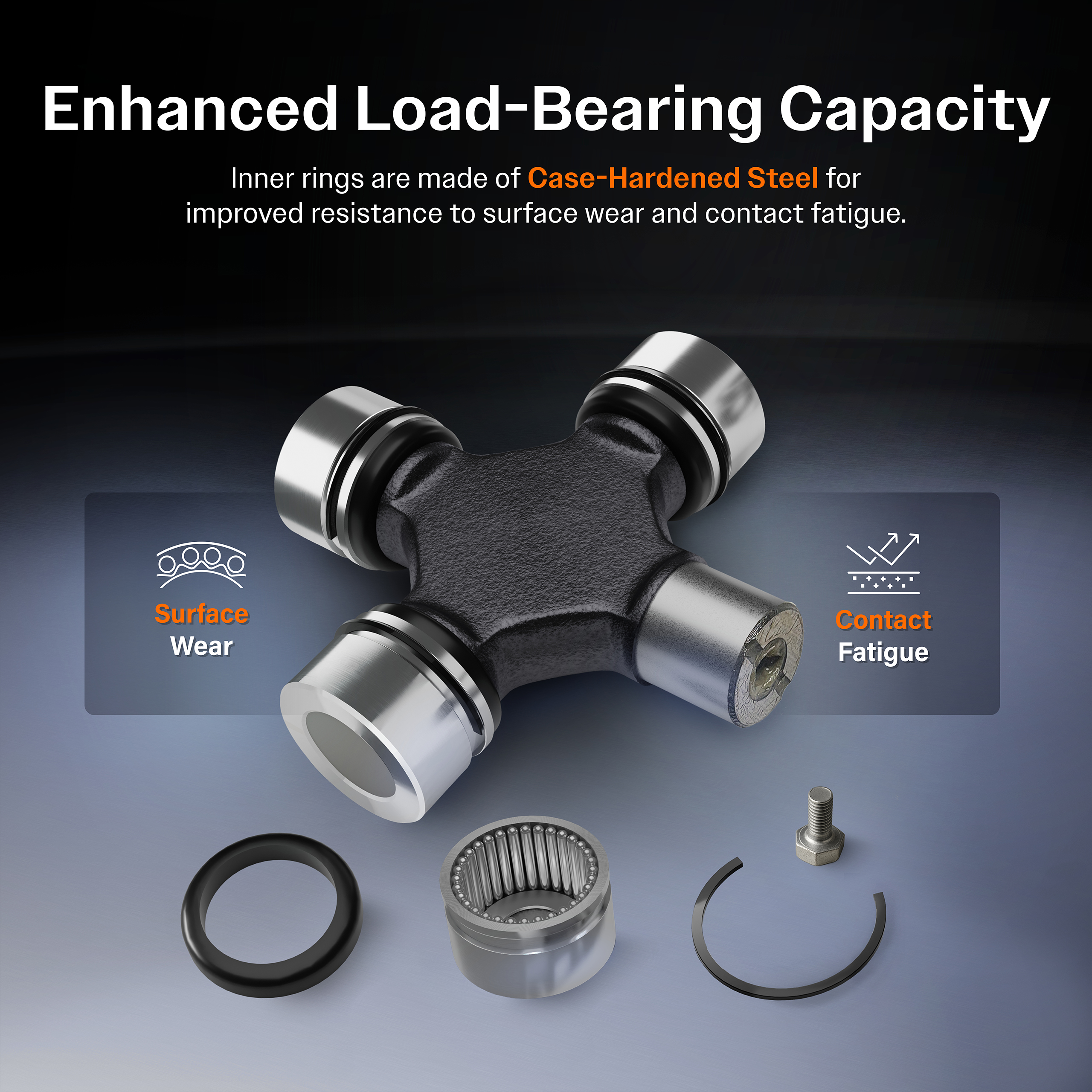 Kugel - 69-434 - 2 Outside & 2 Inside Snap Ring (OSR/ISR) Style | Cap Diameter (in) 1.063 / 1.125 | Over Caps Length
