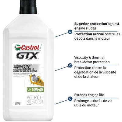 Castrol - 00012-42 - CASTROL Conventional Engine Oil GTX 10W40 , 1L (Pack of 12) - 0001242