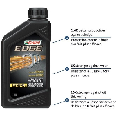 CASTROL - 0201438 -  Synthetic Engine Oil Edge A3/B4 5W40 , 946ML (Pack of 6)