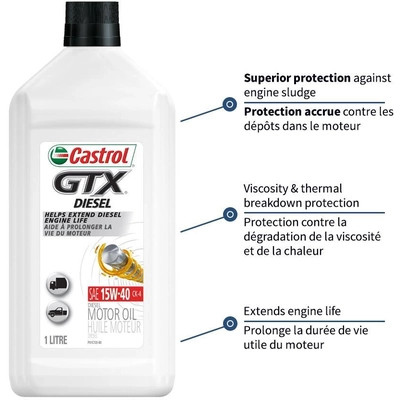 Castrol - 04076-42 - CASTROL Engine Oil GTX Diesel 15W40 , 1L (Pack of 12) - 0407642