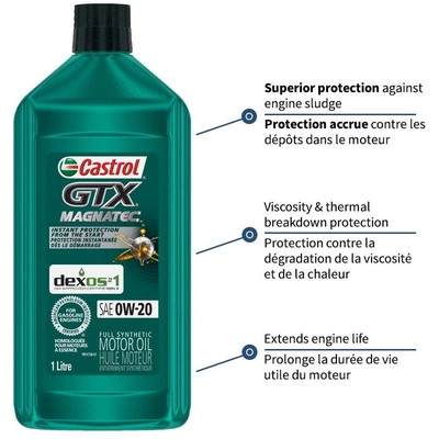 Castrol - 02200-38 - CASTROL Synthetic Engine Oil GTX Magnatec 0W20 , 1L (Pack of 6) - 0220038