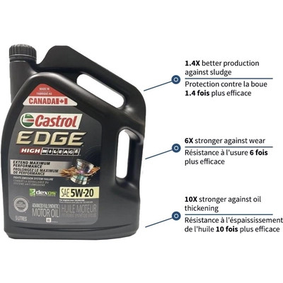 Castrol - 02039-3A - CASTROL - 020393A - Synthetic Engine Oil Edge High Mileage 5W20 , 5L (Pack of 3)