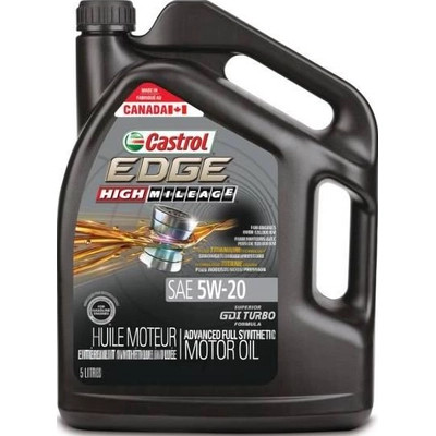 CASTROL - 020393A - Synthetic Engine Oil Edge High Mileage 5W20 , 5L (Pack of 3)