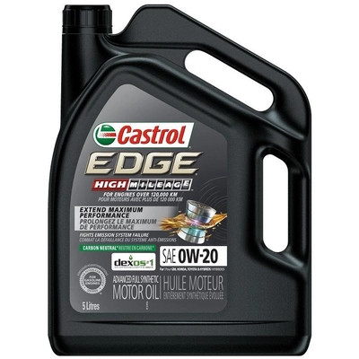 CASTROL - 020373A - Synthetic Engine Oil Edge High Mileage 0W20 , 5L