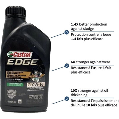 Castrol - 02008-66 - CASTROL - 0200866 - Synthetic Engine Oil Edge FTT 0W16 , 946ML (Pack of 6)