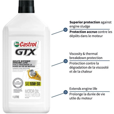 Castrol - 00013-42 - CASTROL - 0001342 - Conventional Engine Oil GTX 10W30 , 1L