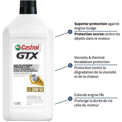 Castrol - 00014-42 - CASTROL - 0001442 - Conventional Engine Oil GTX 20W50 , 1L