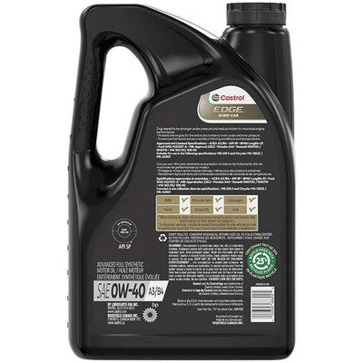 Castrol - 0201832 - CASTROL - 0201832 - Synthetic Engine Oil Edge A3/B4 0W40 , 4.73L (Pack of 3)