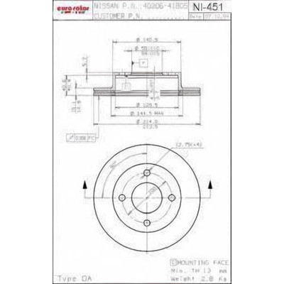 Front Disc Brake Rotor by EUROROTOR - NI451