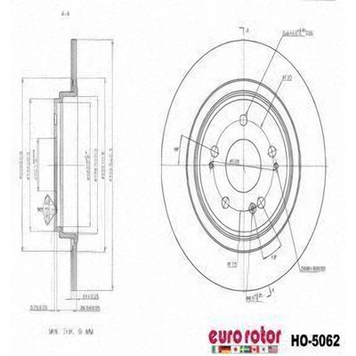 EUROROTOR - HO5062 - Rear Premium Rotor by EUROROTOR - HO5062