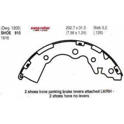 EUROROTOR - 910 - Rear New Brake Shoes by EUROROTOR - 910