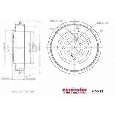 Rear Brake Drum by EUROROTOR - HOD17