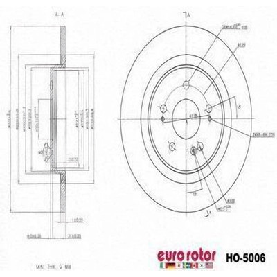 EUROROTOR - HO5006 - Rear Disc Brake Rotor by EUROROTOR - HO5006