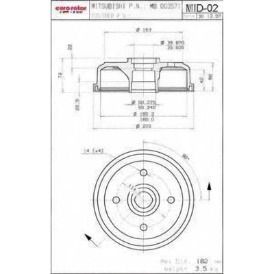 Rear Brake Drum by EUROROTOR - MID02