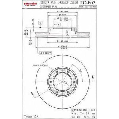 EUROROTOR - TO653 - Front Disc Brake Rotor by EUROROTOR - TO653