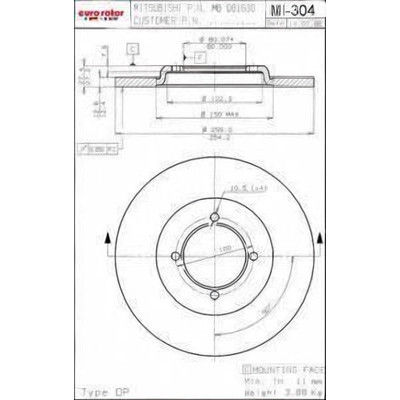 EUROROTOR - MI304 - Front Disc Brake Rotor by EUROROTOR - MI304