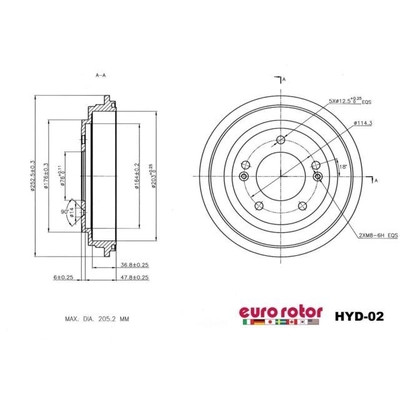 EUROROTOR - HYD02 - Rear Brake Drum by EUROROTOR - HYD02
