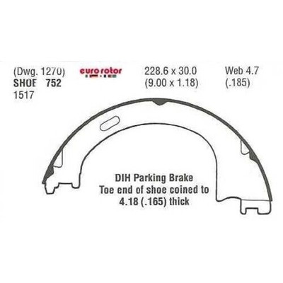EUROROTOR - 752 - EUROROTOR - 752 - Rear Parking Brake Shoes
