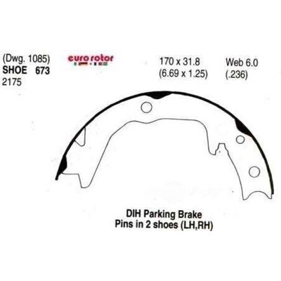 EUROROTOR - 673 - Rear Parking Brake Shoes by EUROROTOR - 673