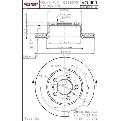 EUROROTOR - VO900 - Front Disc Brake Rotor by EUROROTOR - VO900