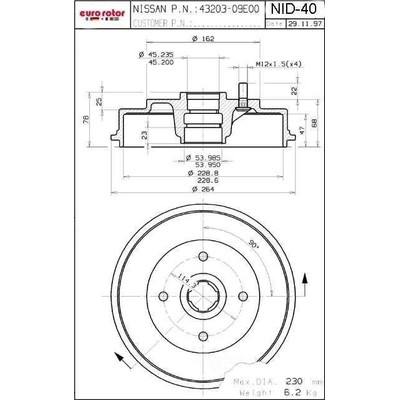EUROROTOR - NID40 - Rear Brake Drum by EUROROTOR - NID40