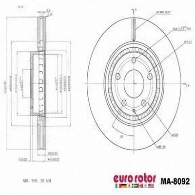 EUROROTOR - MA8092 - Front Disc Brake Rotor by EUROROTOR - MA8092