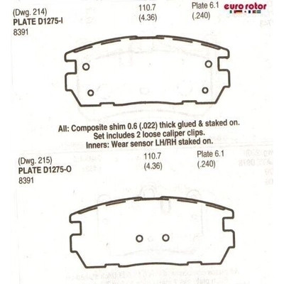 EUROROTOR - ID1275H - EUROROTOR - ID1275H - Rear Ceramic Pads