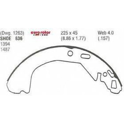 Rear New Brake Shoes by EUROROTOR - 636R