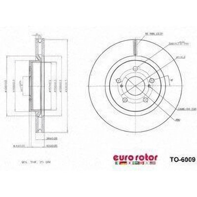 EUROROTOR - TO6009 - Front Disc Brake Rotor by EUROROTOR - TO6009