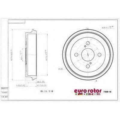 Rear Brake Drum by EUROROTOR - TOD18