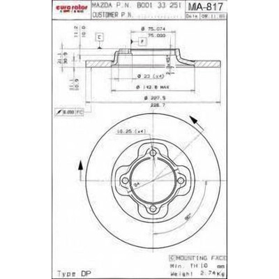 EUROROTOR - MA817 - Front Disc Brake Rotor by EUROROTOR - MA817