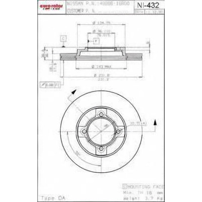EUROROTOR - NI432 - Front Disc Brake Rotor by EUROROTOR - NI432
