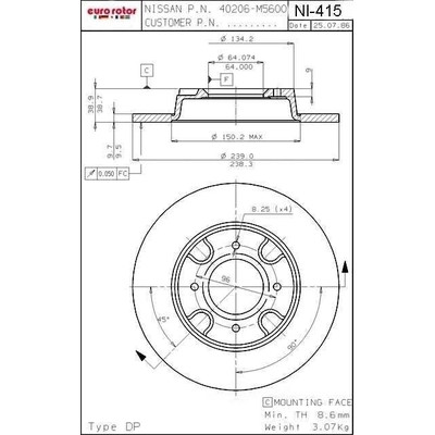 EUROROTOR - NI415 - Front Disc Brake Rotor by EUROROTOR - NI415