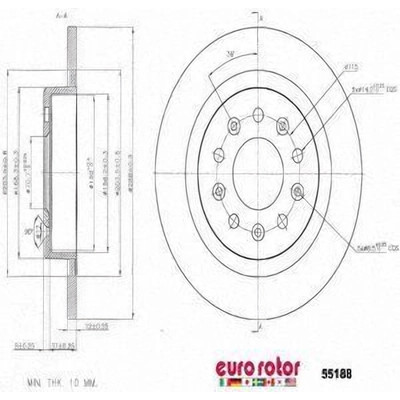 EUROROTOR - 55188 - Rear Premium Rotor by EUROROTOR - 55188