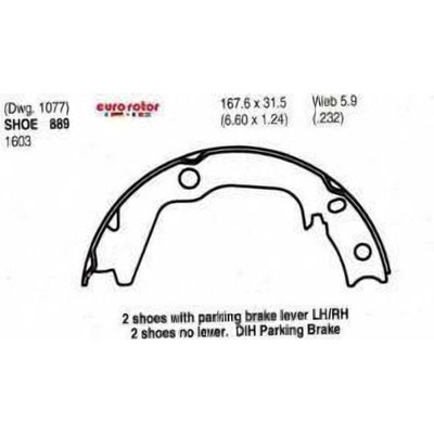 EUROROTOR - 889 - Rear Parking Brake Shoes