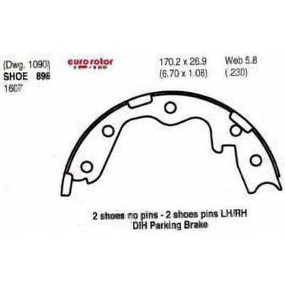 EUROROTOR - 896 - Rear Parking Brake Shoes by EUROROTOR - 896