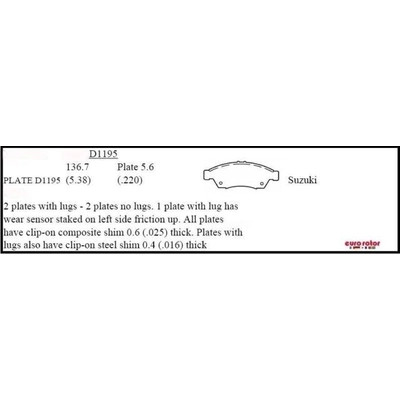 EUROROTOR - ID1195 - Front Ceramic Pads by EUROROTOR - ID1195