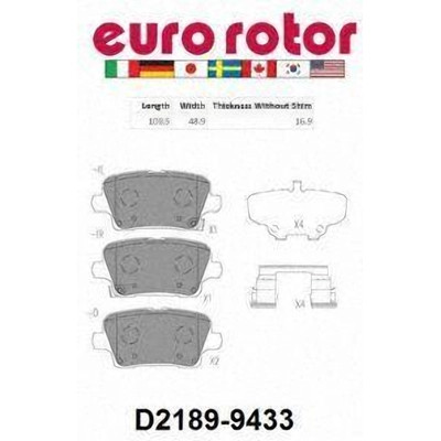 EUROROTOR - ID2189H - Rear Ceramic Pads by EUROROTOR - ID2189H