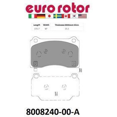 EUROROTOR - 8008240-00A - Front Ceramic Pads by EUROROTOR - 8008240-00A