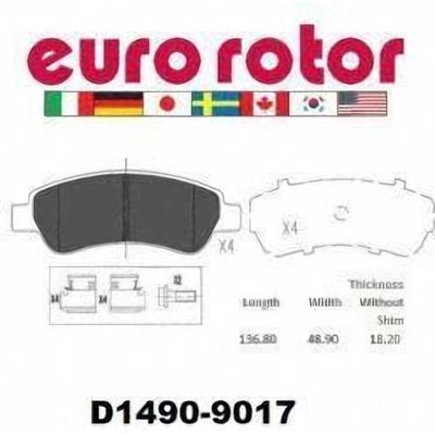 EUROROTOR - XD1490H - Rear Disc Pads by EUROROTOR - XD1490H