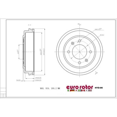 EUROROTOR - HYD86 - EUROROTOR - HYD86 - Rear Brake Drum