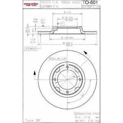 EUROROTOR - TO601 - Front Disc Brake Rotor by EUROROTOR - TO601