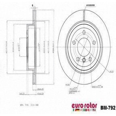 EUROROTOR - BM792 - Rear Premium Rotor by EUROROTOR - BM792