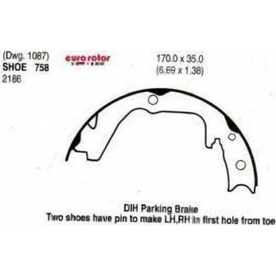 EUROROTOR - 758 - Rear Parking Brake Shoe