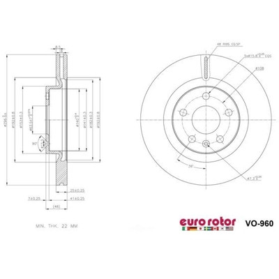 EUROROTOR - VO960 - Front Premium Rotor by EUROROTOR - VO960