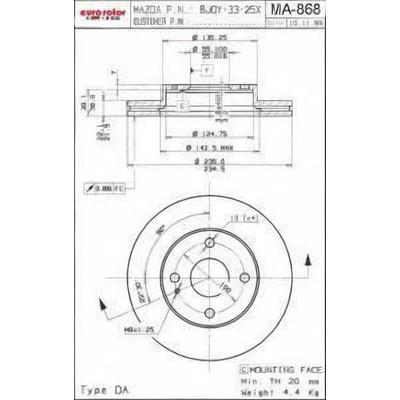 EUROROTOR - MA868 - Front Premium Rotor by EUROROTOR - MA868
